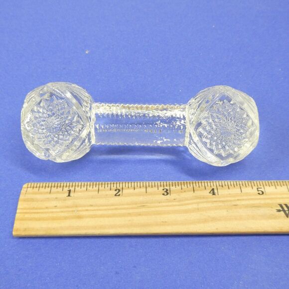 Knife Rest Clear Pressed Glass Antique Victorian Barbell - Picture 8 of 9
